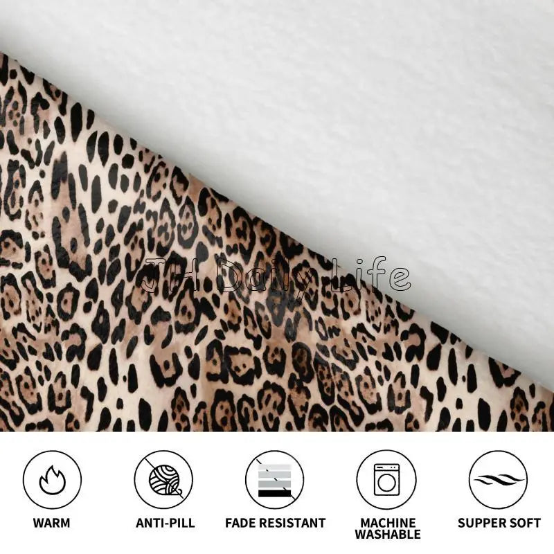Leopard Oversized Blanket Hoodie Sweatshirt Wearable Fleece Pullover Warm Cozy Microfiber Fleece Sherpa Blankets