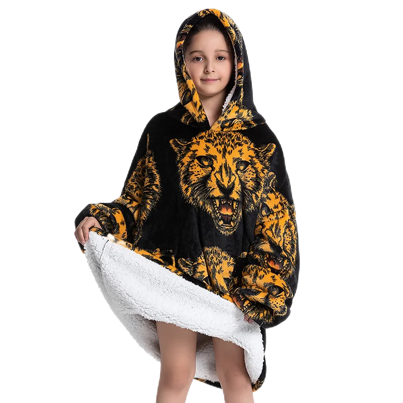 Oversized Wearable Blanket Hoodie Fleece Warm Soft Winter Hoodie Sweatshirt for Kids Adults Snuggle Pullover