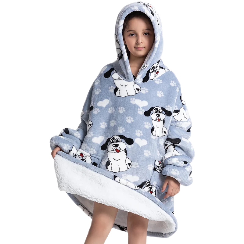 Oversized Wearable Blanket Hoodie Fleece Warm Soft Winter Hoodie Sweatshirt for Kids Adults Snuggle Pullover