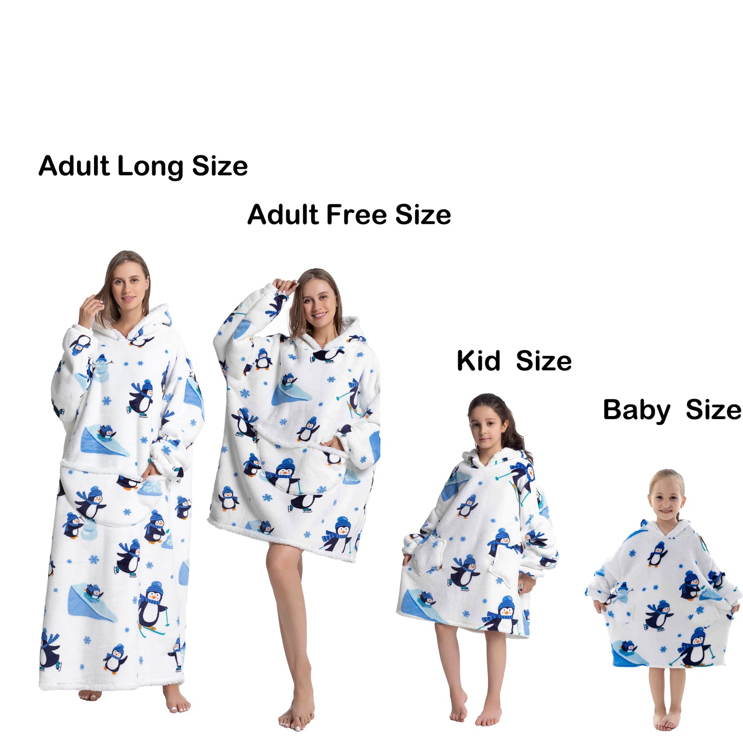 Oversized Wearable Blanket Hoodie Fleece Warm Soft Winter Hoodie Sweatshirt for Kids Adults Snuggle Pullover