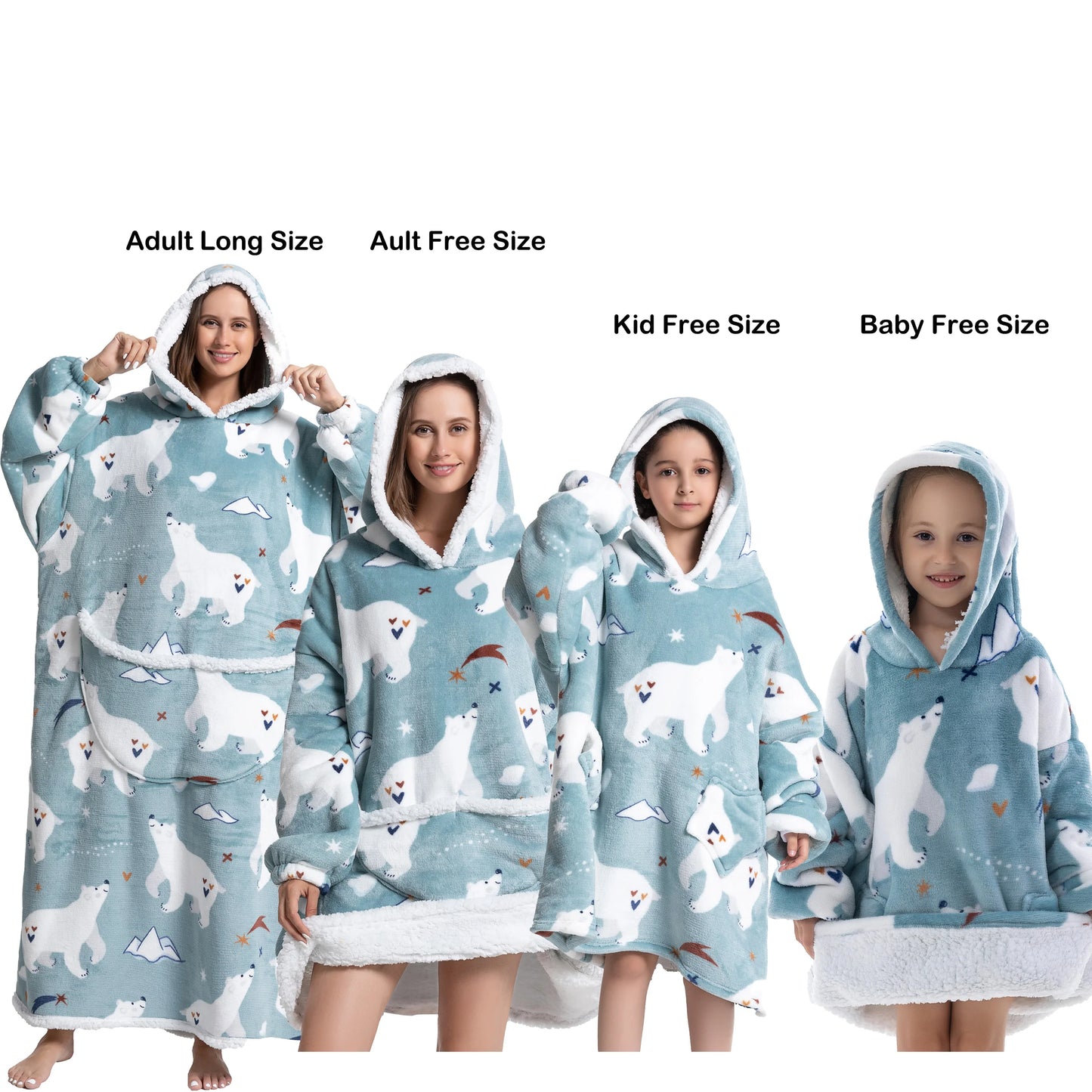 Oversized Wearable Blanket Hoodie Fleece Warm Soft Winter Hoodie Sweatshirt for Kids Adults Snuggle Pullover