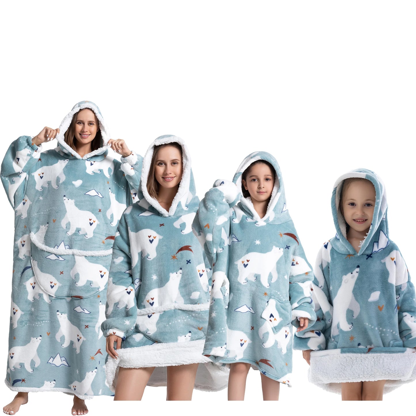 Oversized Wearable Blanket Hoodie Fleece Warm Soft Winter Hoodie Sweatshirt for Kids Adults Snuggle Pullover