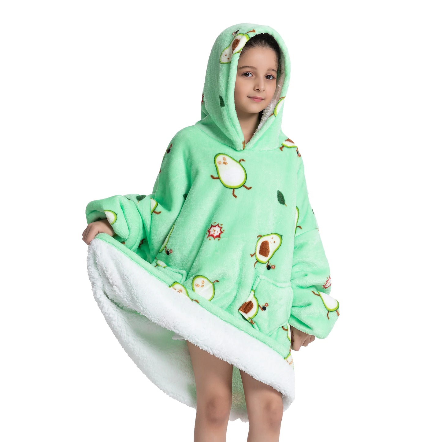 Oversized Wearable Blanket Hoodie Fleece Warm Soft Winter Hoodie Sweatshirt for Kids Adults Snuggle Pullover