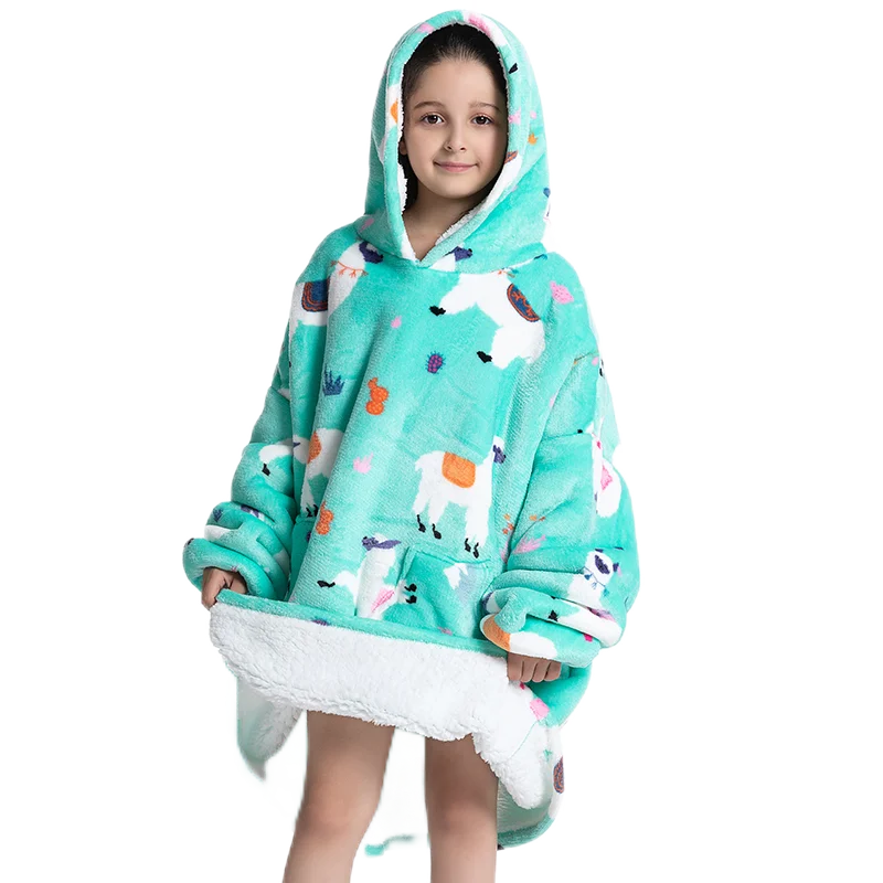 Oversized Wearable Blanket Hoodie Fleece Warm Soft Winter Hoodie Sweatshirt for Kids Adults Snuggle Pullover