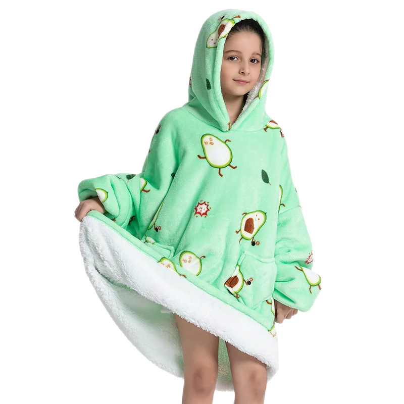 Oversized Wearable Blanket Hoodie Fleece Warm Soft Winter Hoodie Sweatshirt for Kids Adults Snuggle Pullover