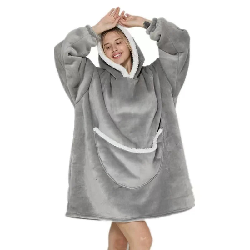 Oversized Wearable Blanket Hoodie Fleece Warm Soft Winter Hoodie Sweatshirt for Kids Adults Snuggle Pullover